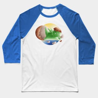 Kawaii Green Baby Dragon - With Background Baseball T-Shirt